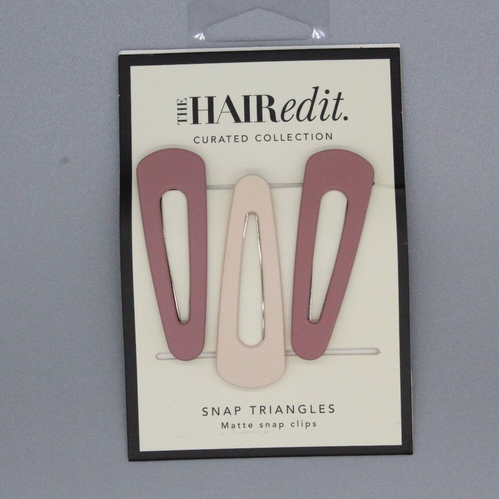 The Hair Edit Snap Triangles Matte Snap Hair Clips Set of 3 NEW